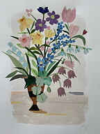 Collage "Vårens första dag" av Maria C Bernhardsson. Orginal utan ram. 70x50cm.
