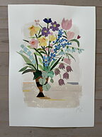 Collage "Vårens första dag" av Maria C Bernhardsson. Orginal utan ram. 70x50cm.