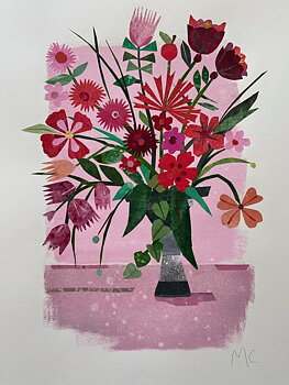 Collage "Malva" av Maria C Bernhardsson. Orginal utan ram. 70x50cm.