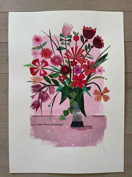 Collage "Malva" av Maria C Bernhardsson. Orginal utan ram. 70x50cm.