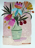 Collage "Sommarbukett" av Maria C Bernhardsson. Orginal med träram.  42x32cm.