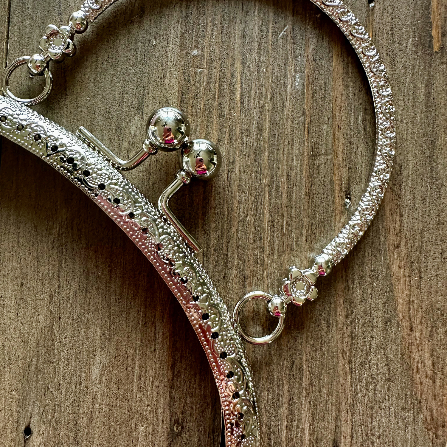 Väskknäppe med handtag, blankt silver (16,5 cm) - 2