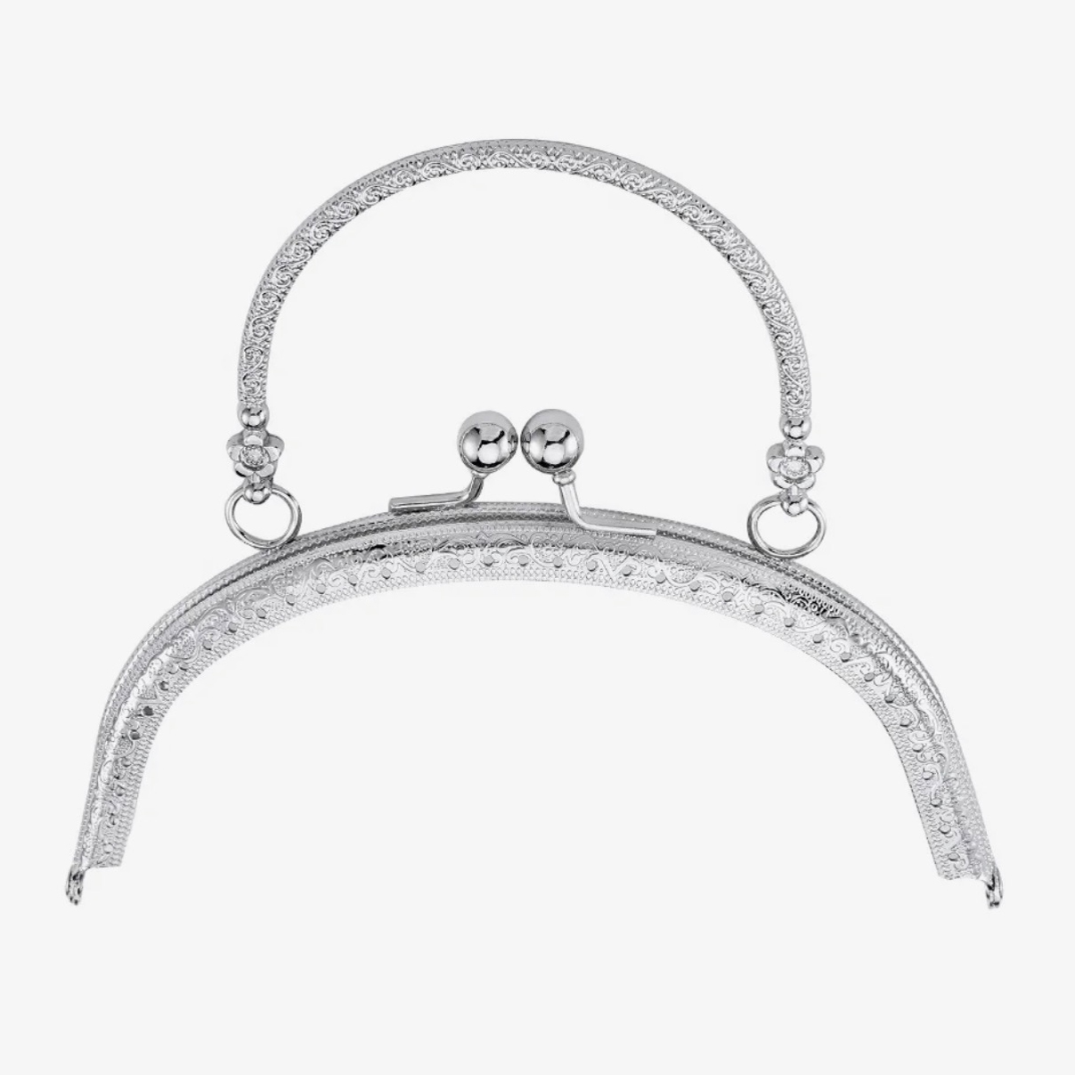 Väskknäppe med handtag, blankt silver (16,5 cm) - 3
