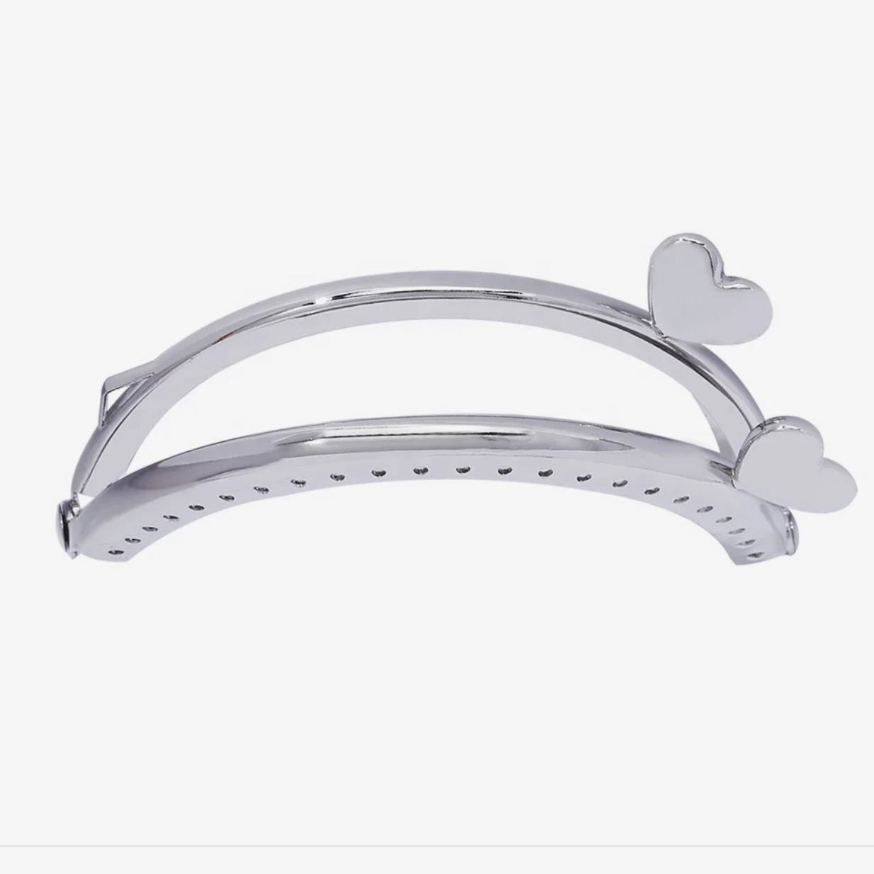 Portmonnäknäppe med hjärtan på sidan, blankt silver  - 2