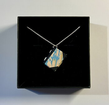 Bookie : Powder Marbled Halsband - Handgjord miniatyrbok på kedja i sterling silver!