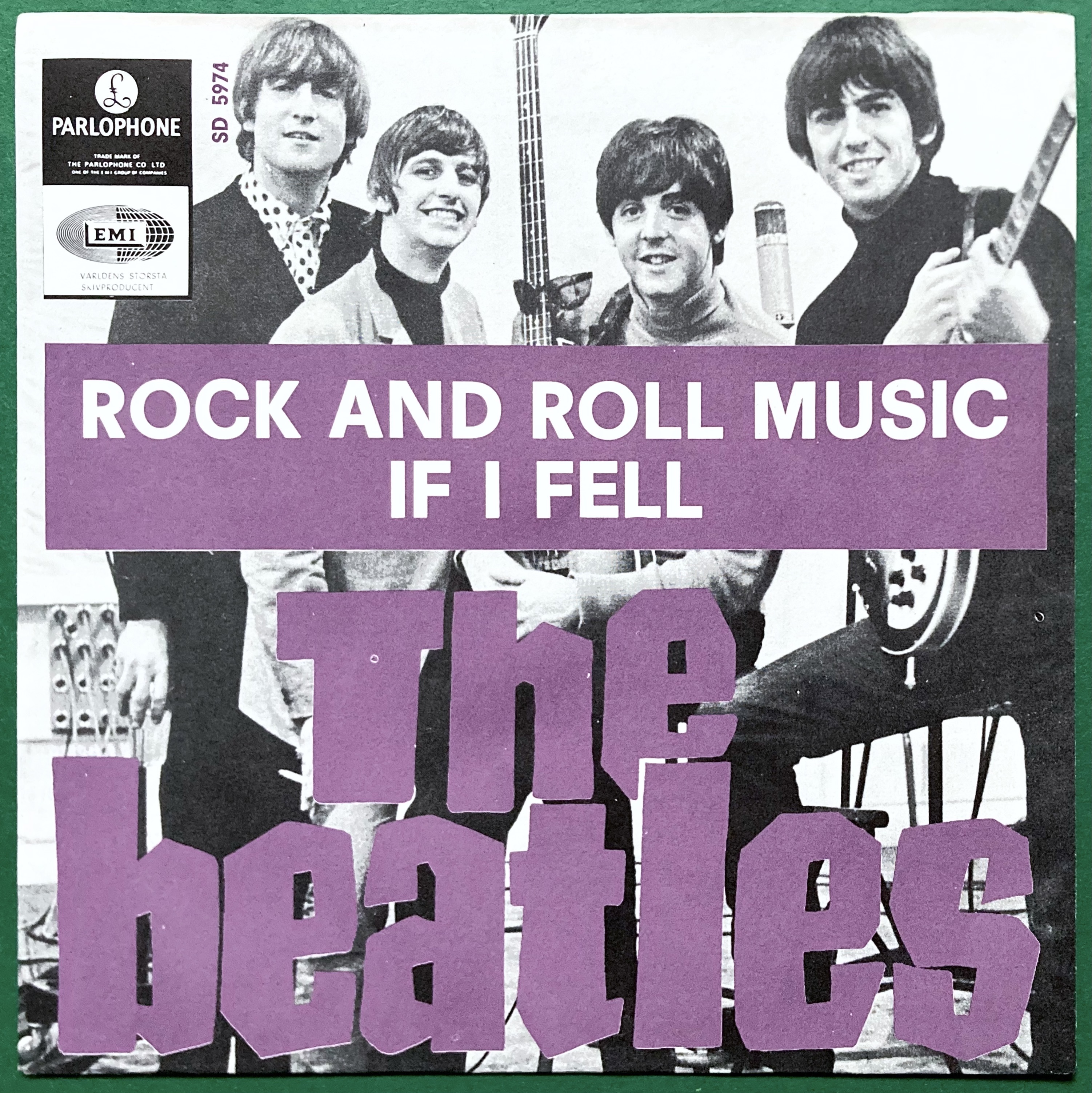 BEATLES - Rock and roll music 7" Ljus lila Swe PS 1965