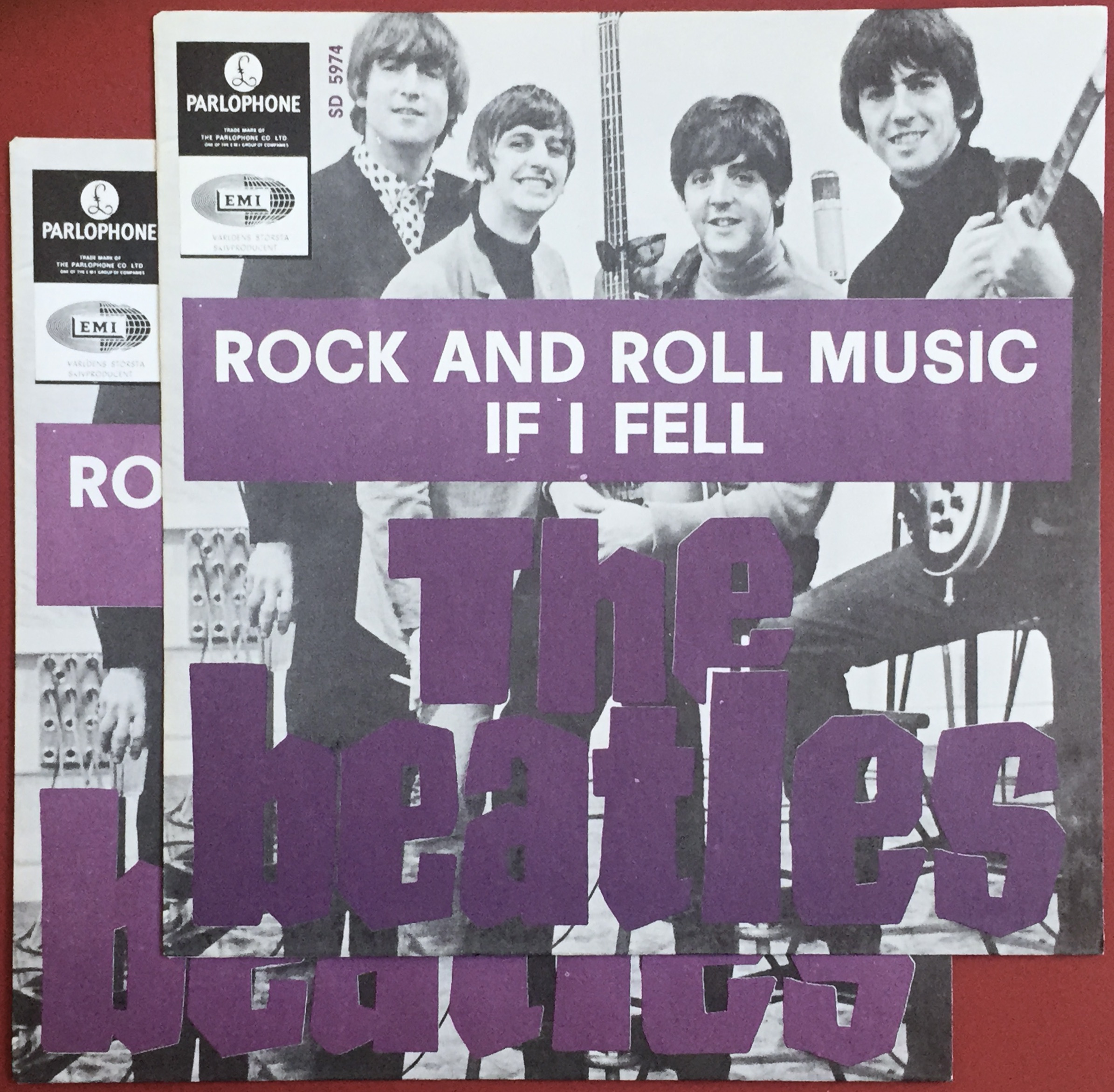 BEATLES - Rock and roll music 7" MÖRK Lila Swe PS 1965 - 5