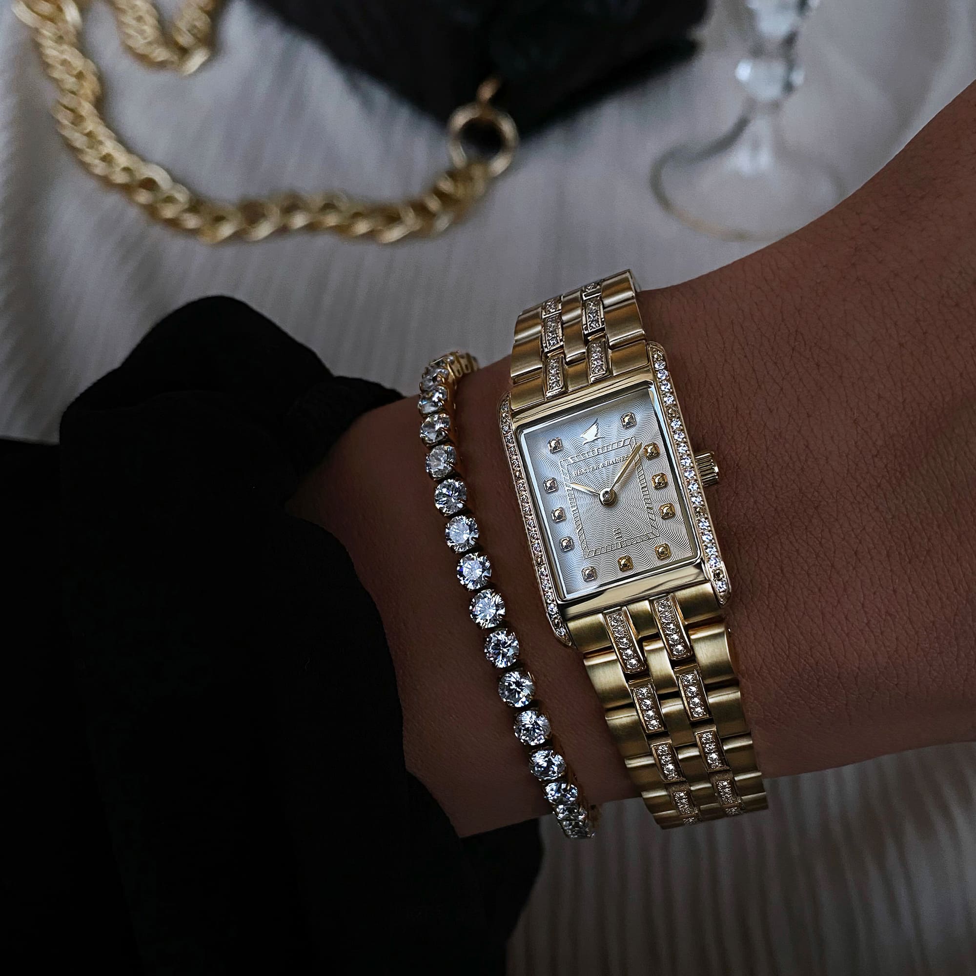 H&B Gala Duo Pavé, Gold & White - 3