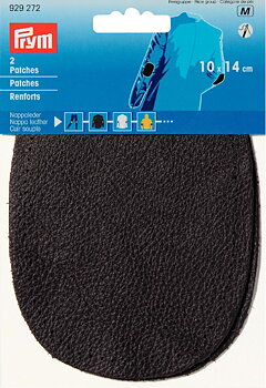 Patch oval ärmlappar av brun nappa läder, Prym
