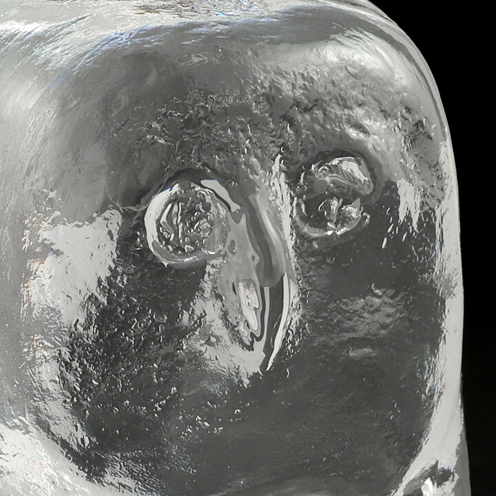 Erik Höglund (1960s) Rough-Hewn Clear Glass Owl 7 cm H2271