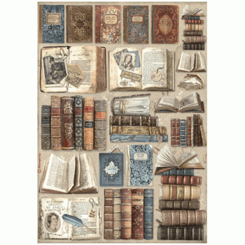 Stamperia  Rice Paper A4 Vintage Library - Books 