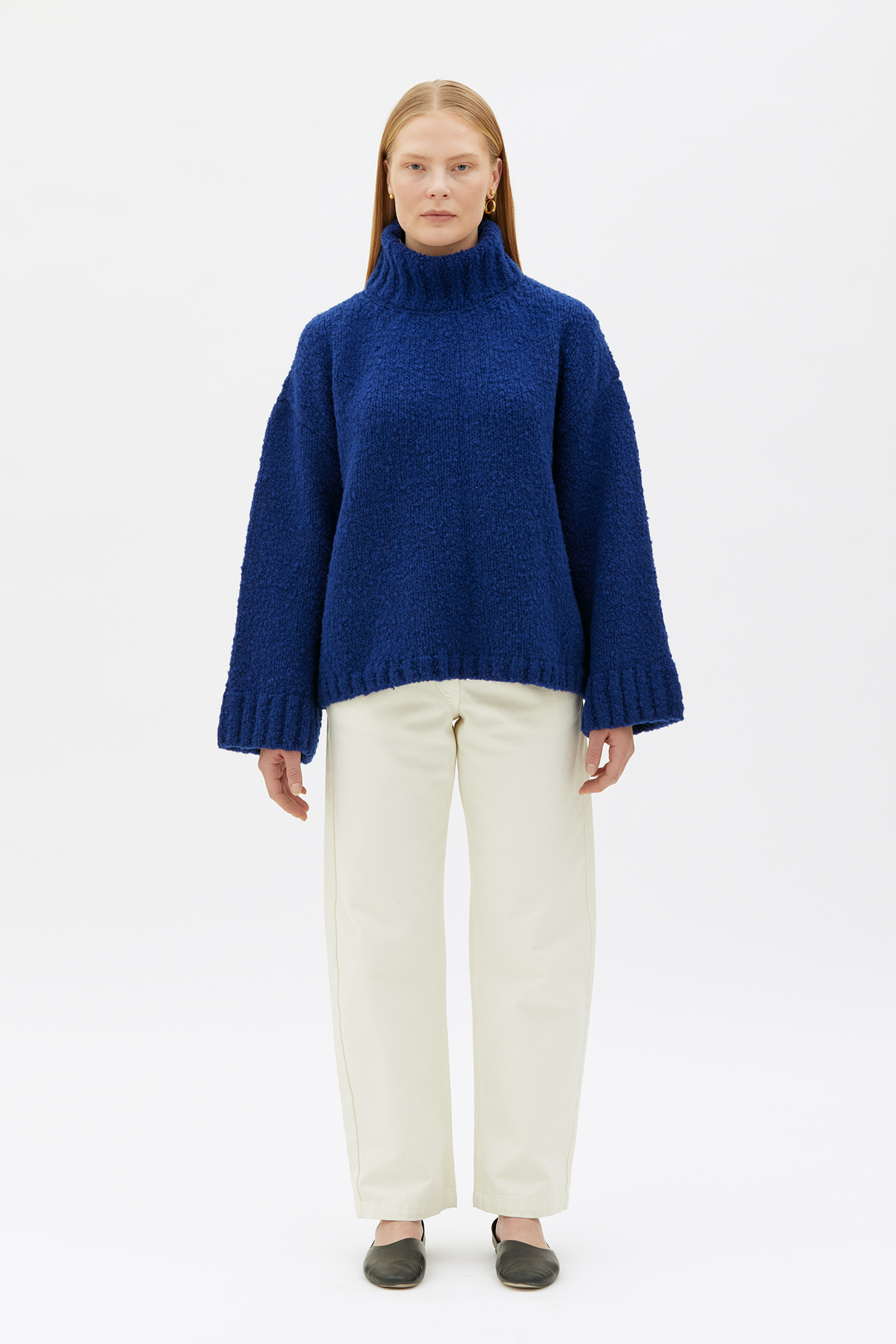 Blake organic wool turtle neck sweater Royal blue maska