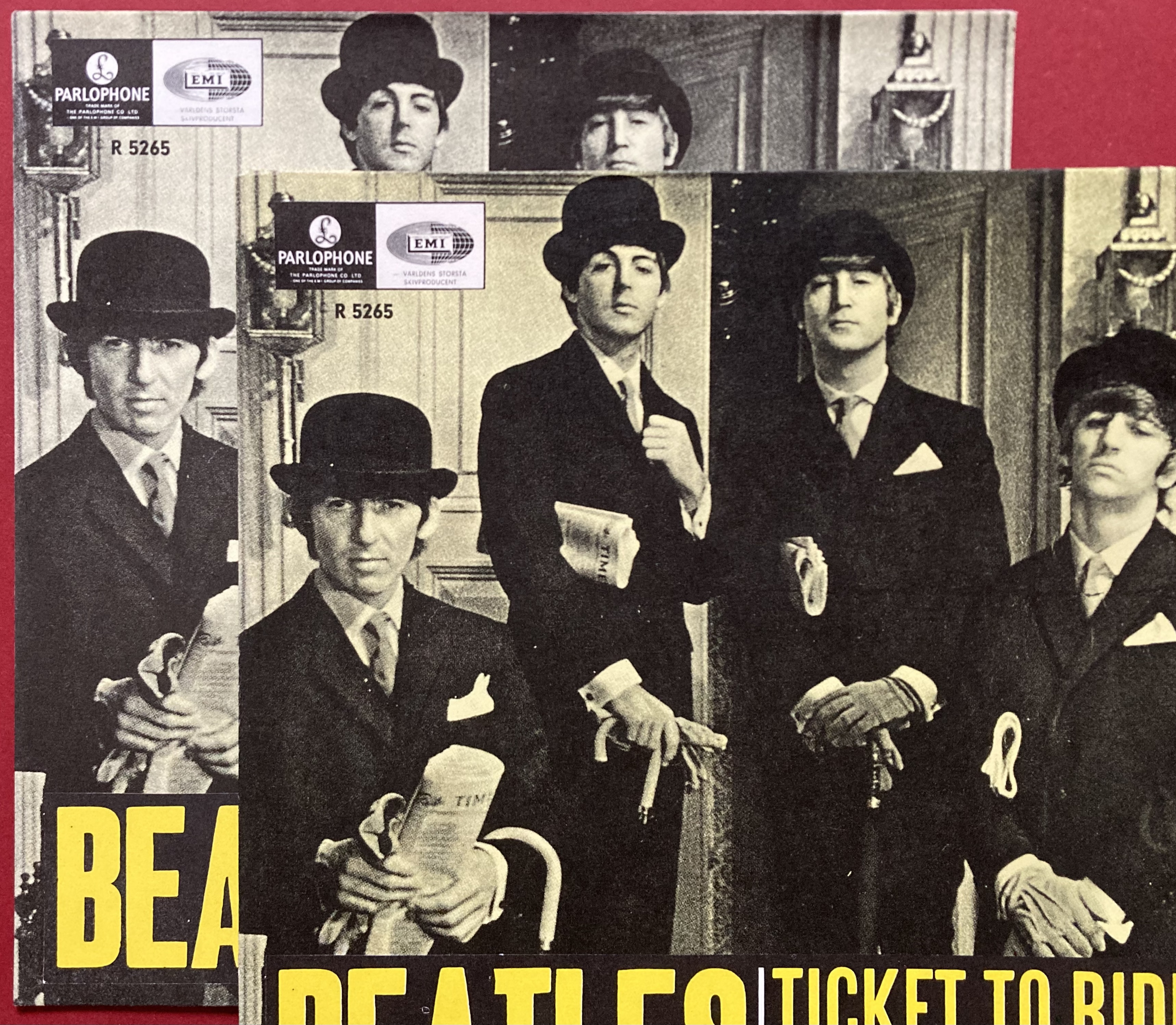 BEATLES - Ticket to ride 7" Deep yellow Swe PS 1965 - 5