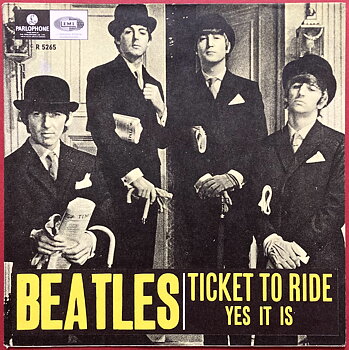 BEATLES - Ticket to ride 7" Deep yellow Swe PS 1965