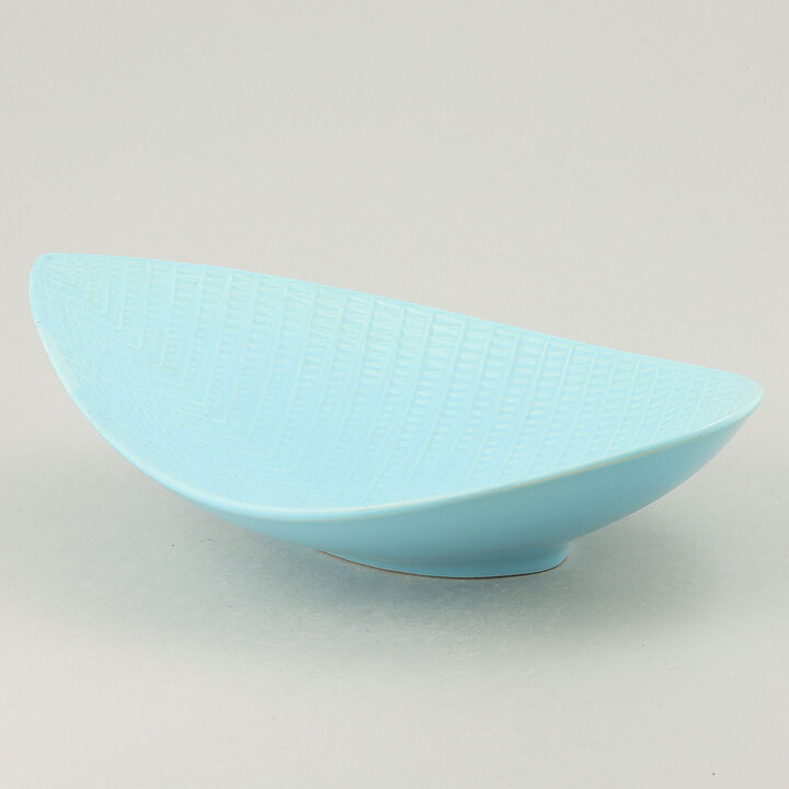 Stig Lindberg (Reptil 1953) Light Blue Leaf Dish with Scale Relief 32 cm (2)