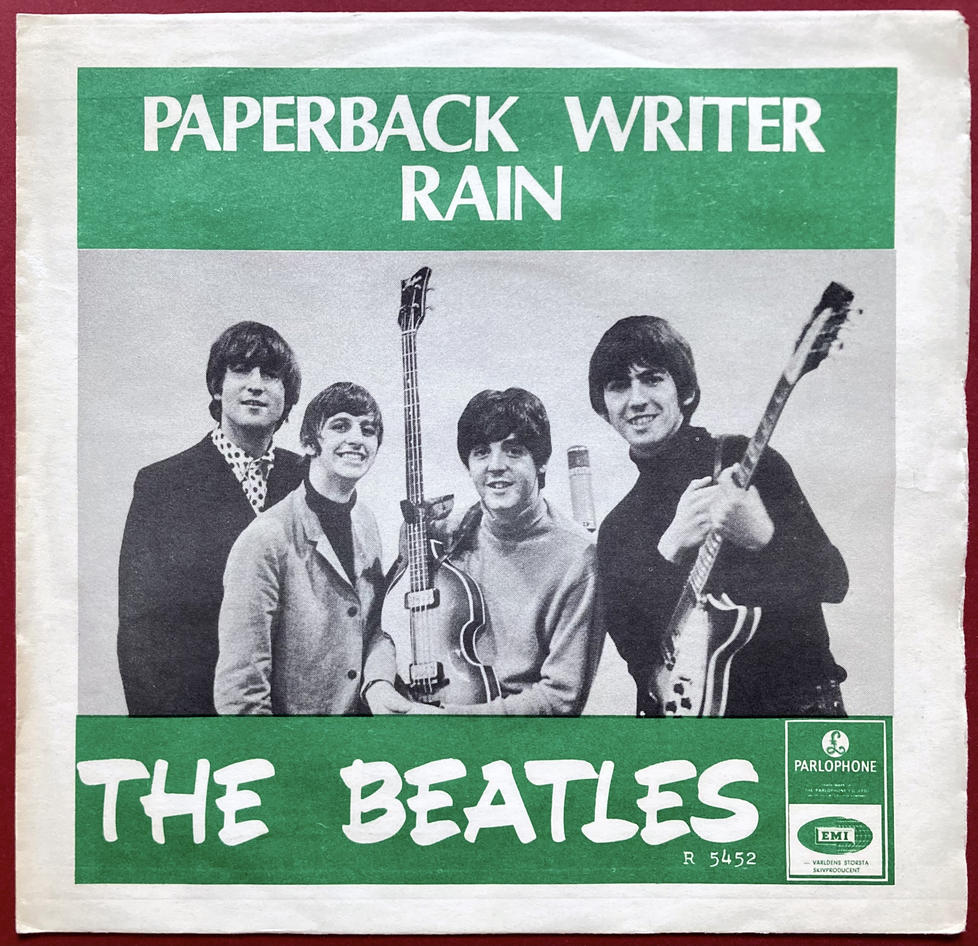 BEATLES - Paperback writer 7" BLÅ bak Swe PS 1966