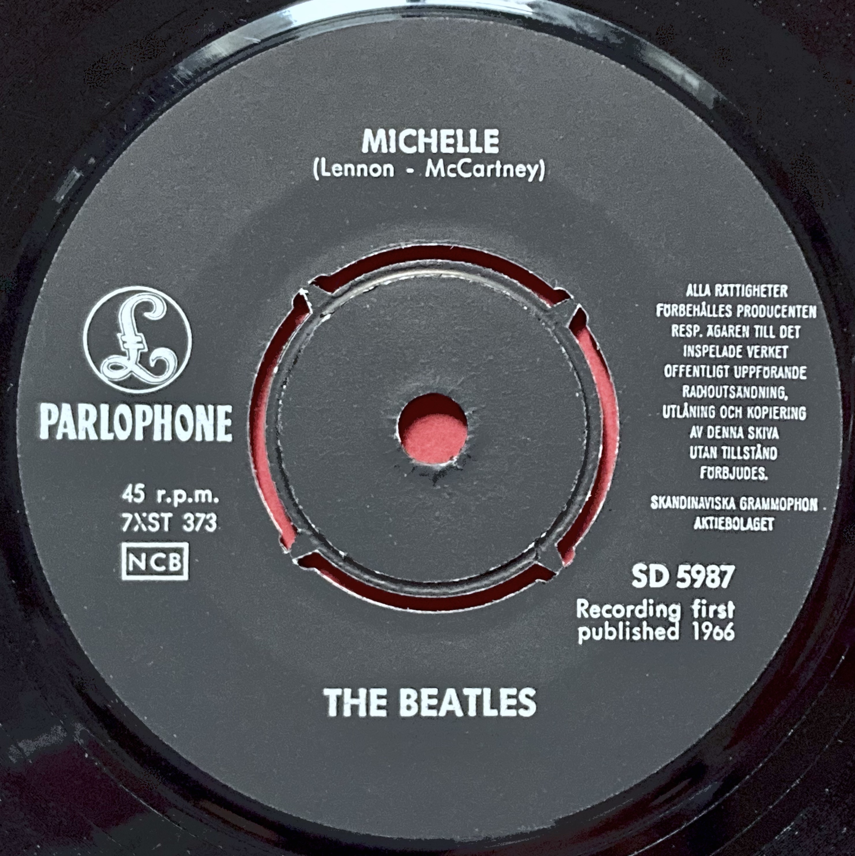 BEATLES - Michelle 7" Blank rear Swe PS 1966 - 3