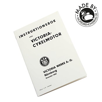 Instruktionsbog til Victoria cykelmotor. Lavet af Mopedrenovering.