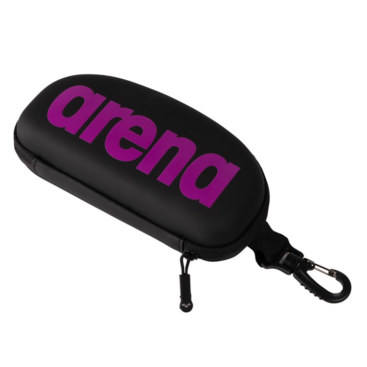 Brillenetui schwarz mit rosa Logo von ARENA