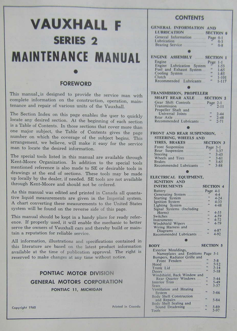1960 Vauxhall Victor Maintenance Manual - 2