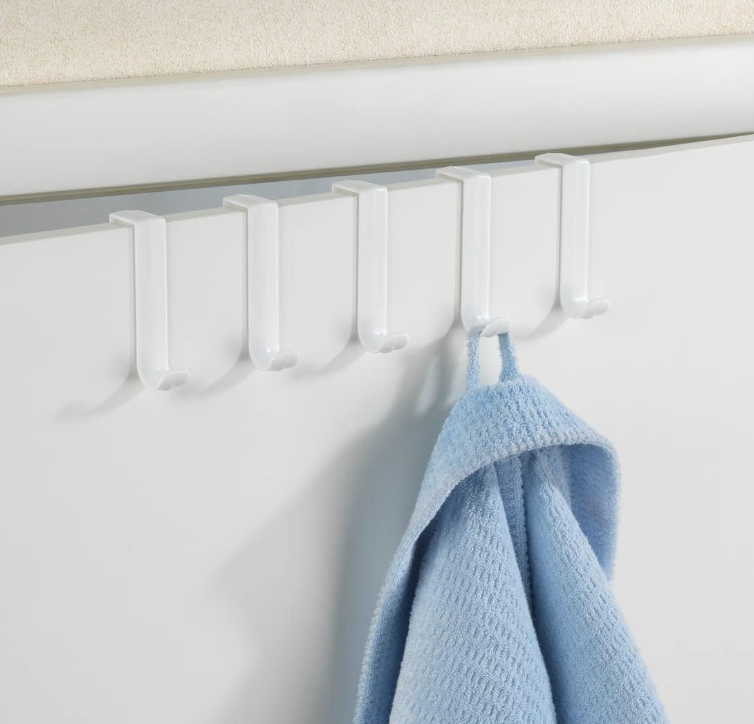 Krokar för över garderobsdörr, 5 st, OVER DOOR HOOKS, 1.5 x H 8 cm, Vita