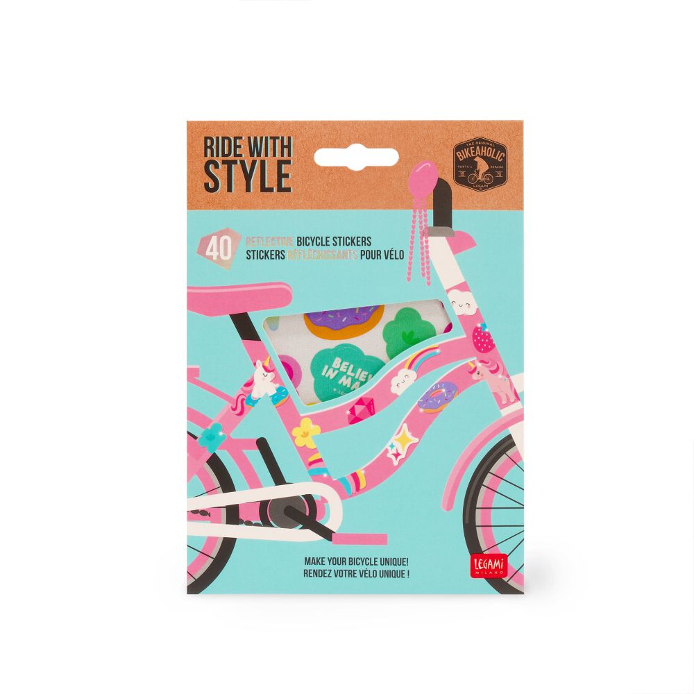 Reflective Bicycle Stickers, Cykelklistermærker, Unicorn