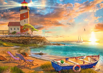 Sunset over lighthouse bay, 1000 Bitar, Schmidt