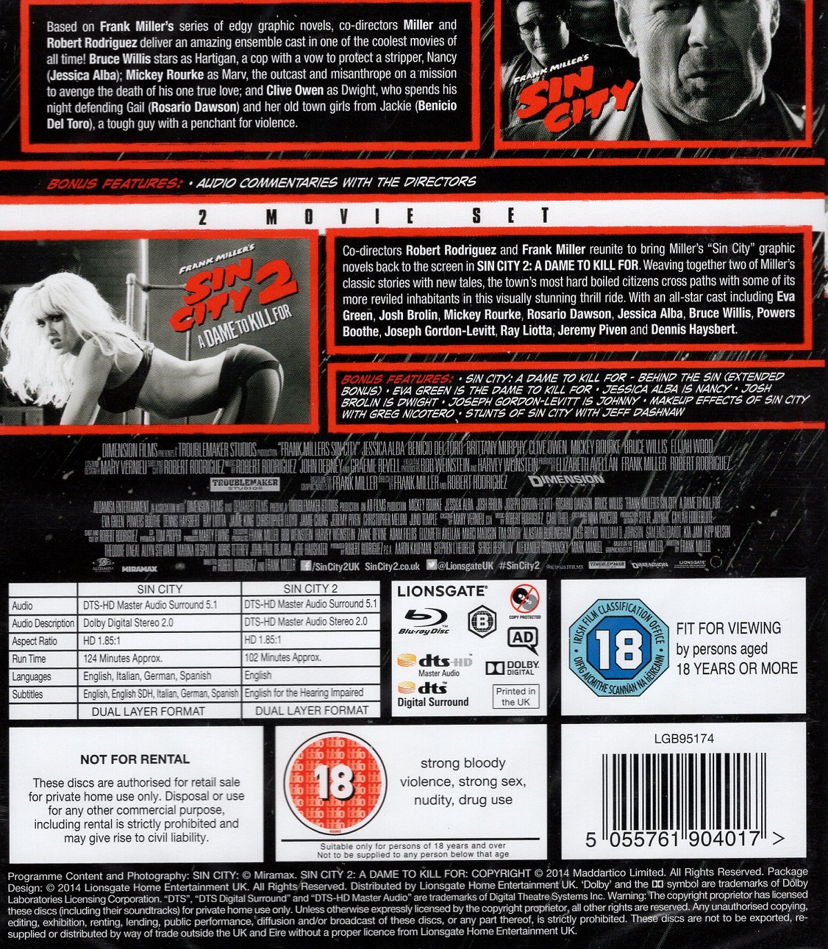 Sin City / Sin City 2 - A Dame To Kill For (ej svensk text) (Blu-Ray) - 2