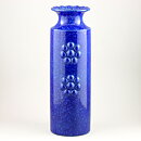Britt-Louise Sundell (Kuli 1959) Blue Cylinder Vase with Bead Circular Relief 35 cm