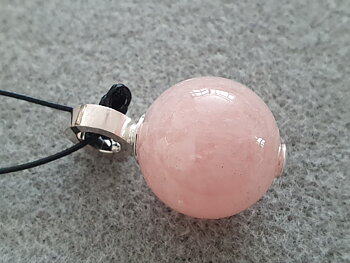 Morganite ball approx. 20mm pendant with strong round loop, 925-silver