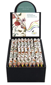 Blyertspennor med regnbågsstift, Maria Sibylla Merian, Bordsdisplay med 50 st.