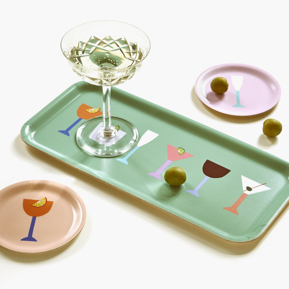 Green COCKTAILS Serving Tray - 32x15 cm - 2