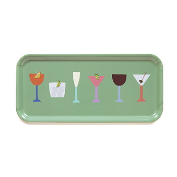 Green COCKTAILS Serving Tray - 32x15 cm