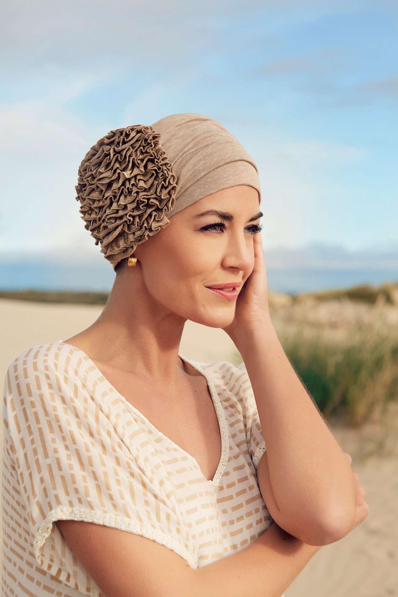 Turban i festlig linnemix från Christine Headwear