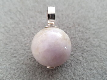 Jadeite ball approx. 23mm pendant with strong round loop, 925-silver