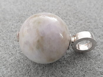 Jadeite ball approx. 23mm pendant with strong round loop, 925-silver