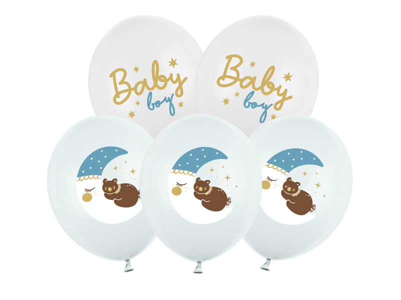 Ballongbukett "Baby Boy" - Sovande nalle på måne