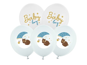 Ballongbukett "Baby Boy" - Sovande nalle på måne