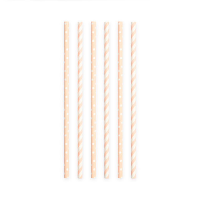 Sugrör - Ljusrosa & vit (20-pack)
