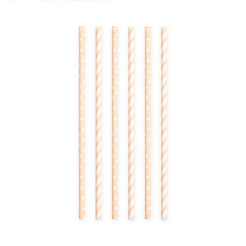 Sugrör - Ljusrosa & vit (20-pack)