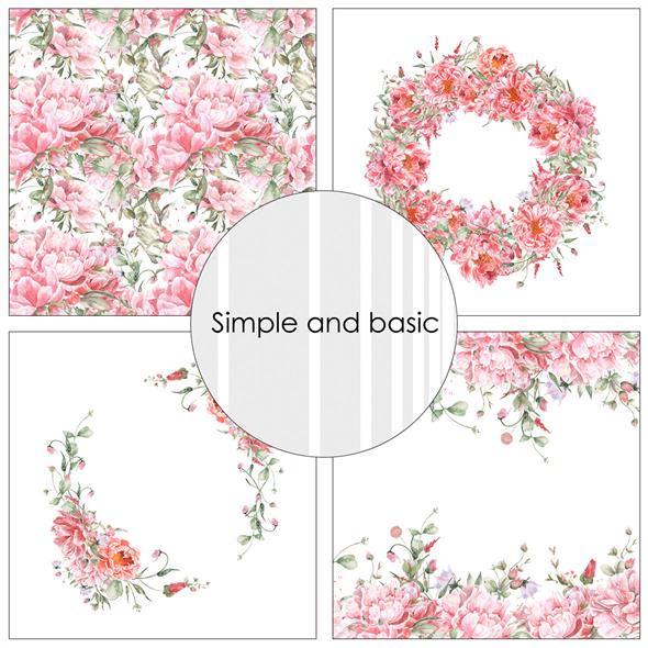 Simple and Basic Design 6x6  -Opulent Pink Flowers - 3