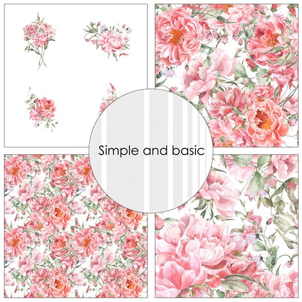 Simple and Basic Design 6x6  -Opulent Pink Flowers - 2