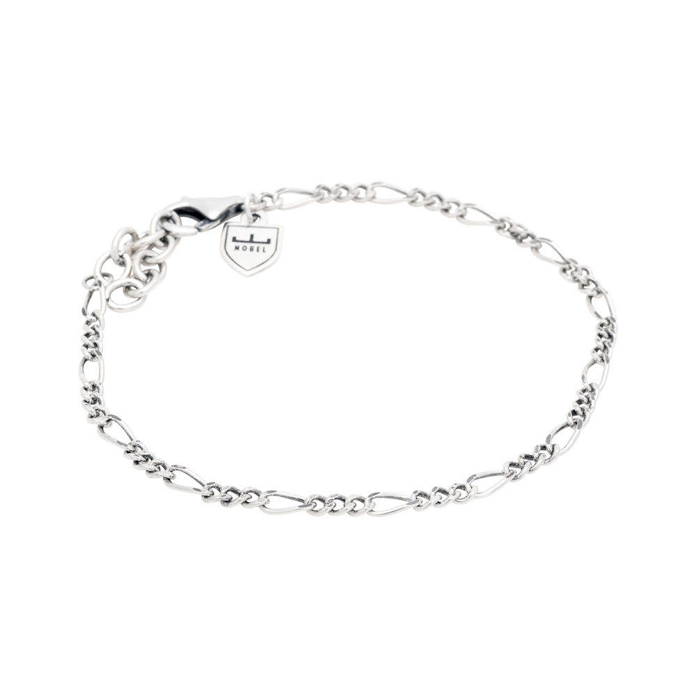 Nobel armband figaro 3mm silver
