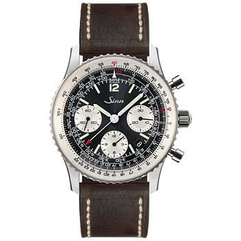 903.090  Sinn 903 St II mörkbrunt vintage kalvskinsband med vita sömmar