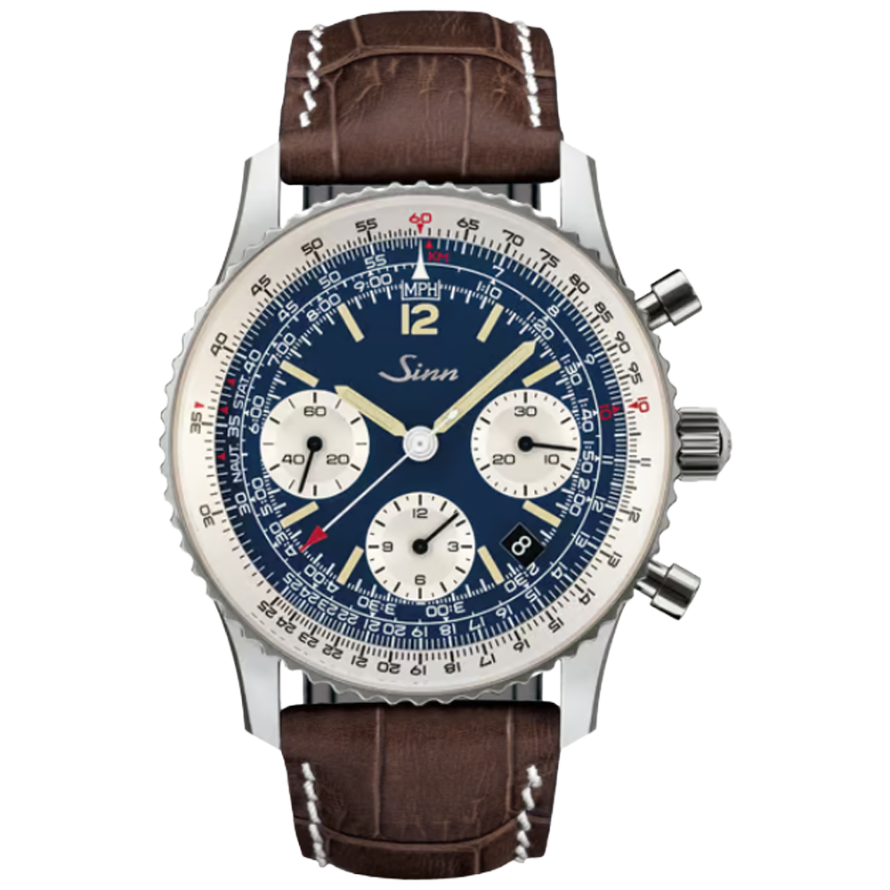 903.091  Sinn 903 St B E II mocha färgat kalvskinsläderband med alligator prägling 