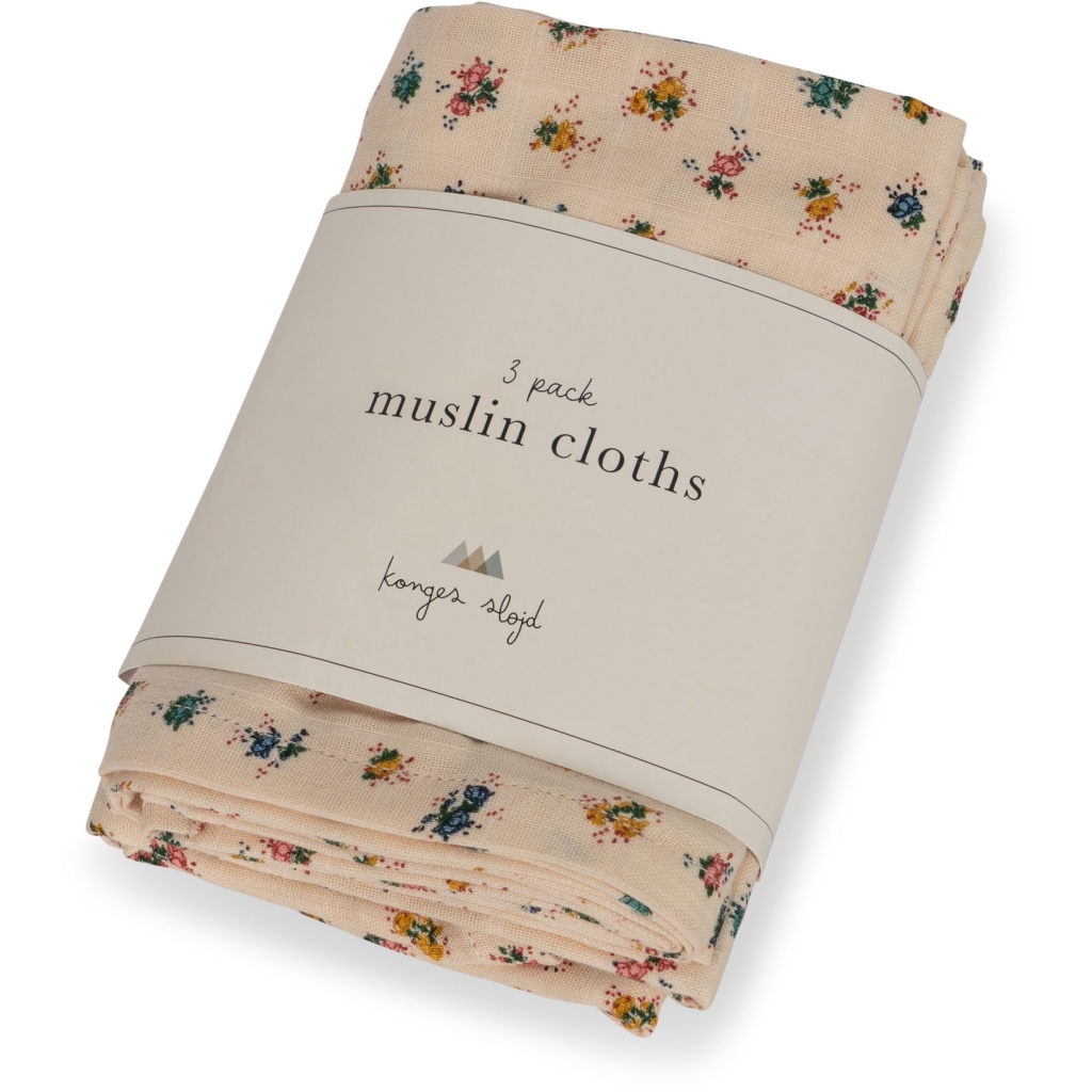 3 PACK MUSLIN CLOTH GOTS BLOOMIE BLUSH