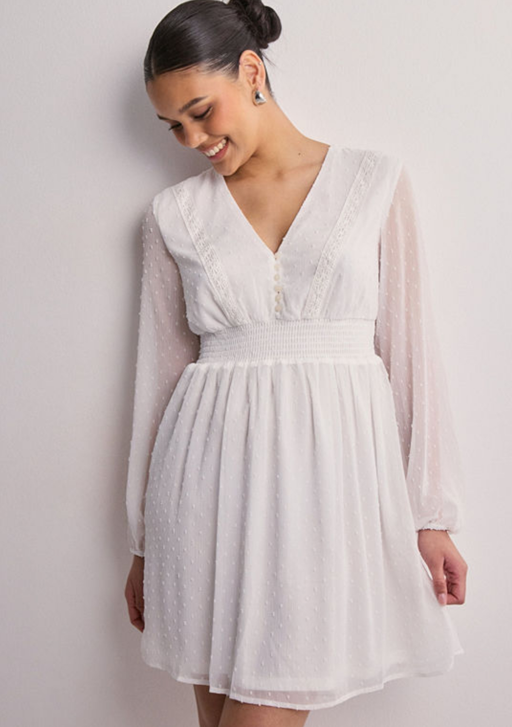 Only Veria Ditte Smockdress Cloud Dancer