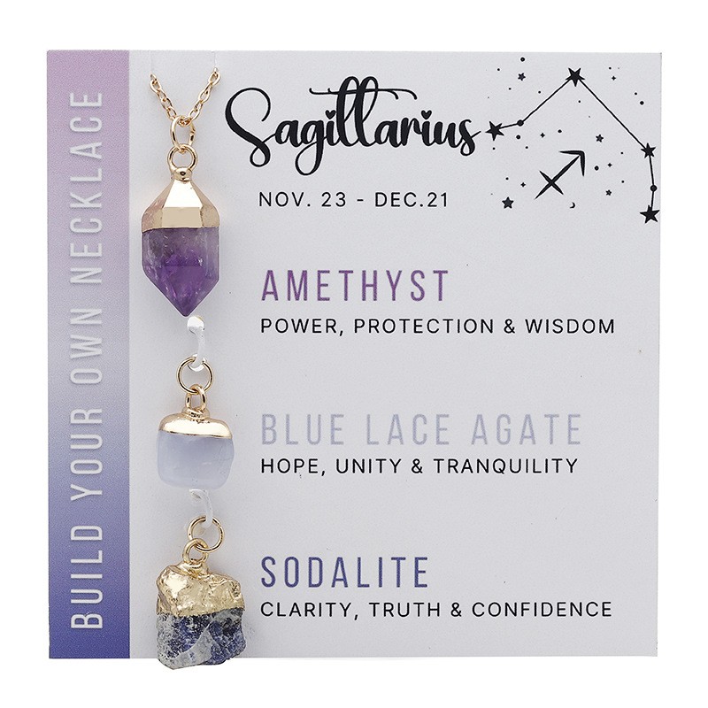 Stjärntecken Halsband med  Sten/Kristall berlocker  - Skytten / Sagittarius