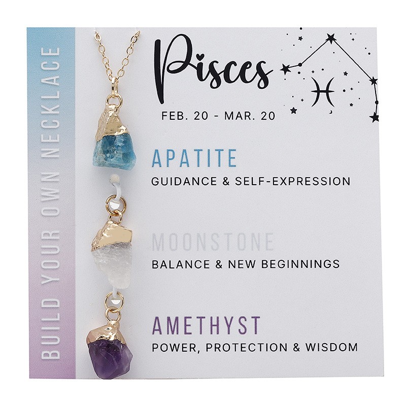 Stjärntecken Halsband med  Sten/Kristall berlocker  - Fiskarna / Pisces