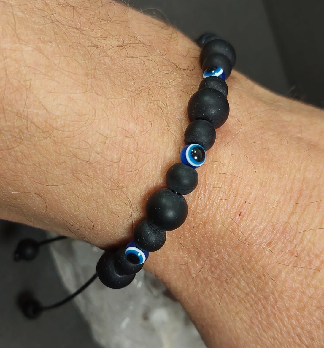 Nazar - Skyddande Ögat Armband med 6/8mm Stenpärlor - 2